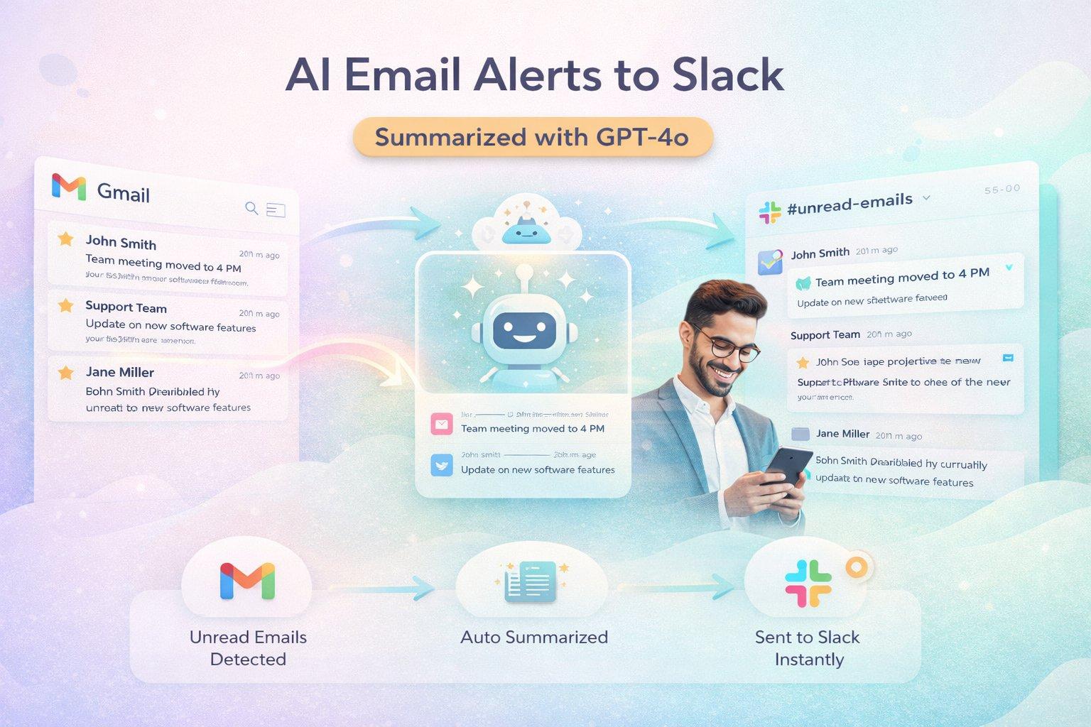 Send AI-summarized unread email alerts to Slack using GPT-4o and Gmail