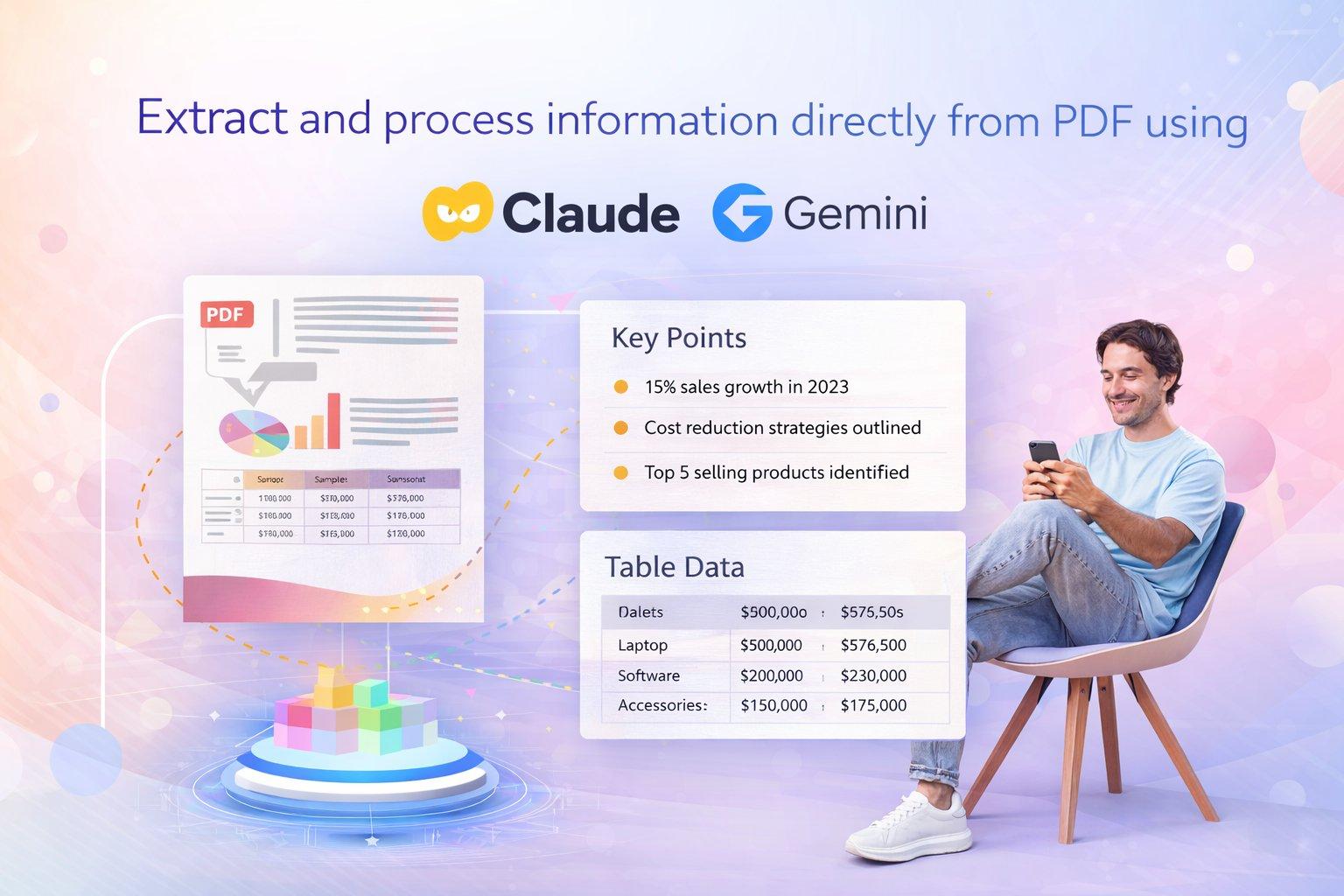 Extract and process information directly from PDF using Claude and Gemini