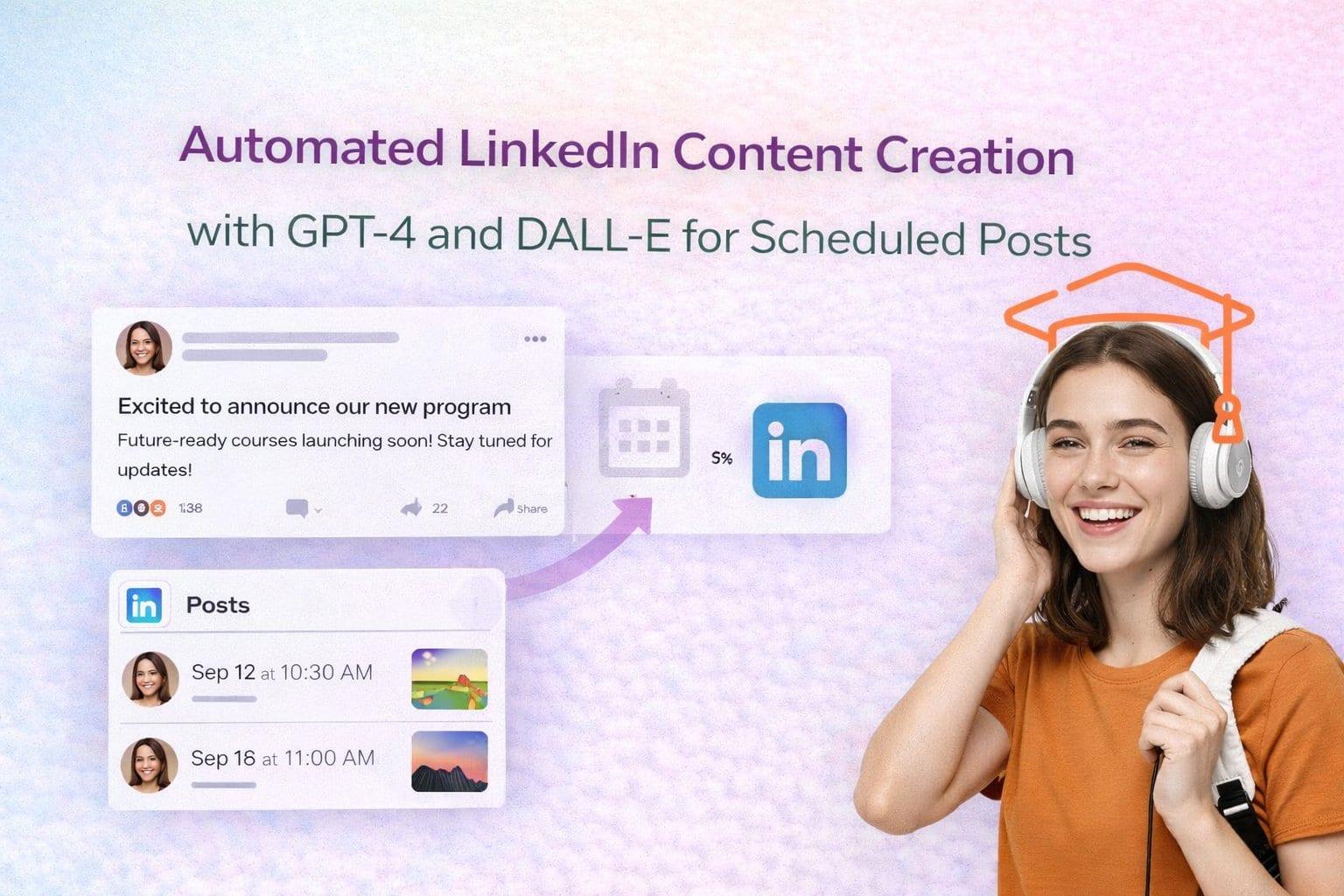 Automated LinkedIn content creation with GPT-4 and DALL-E for scheduled posts