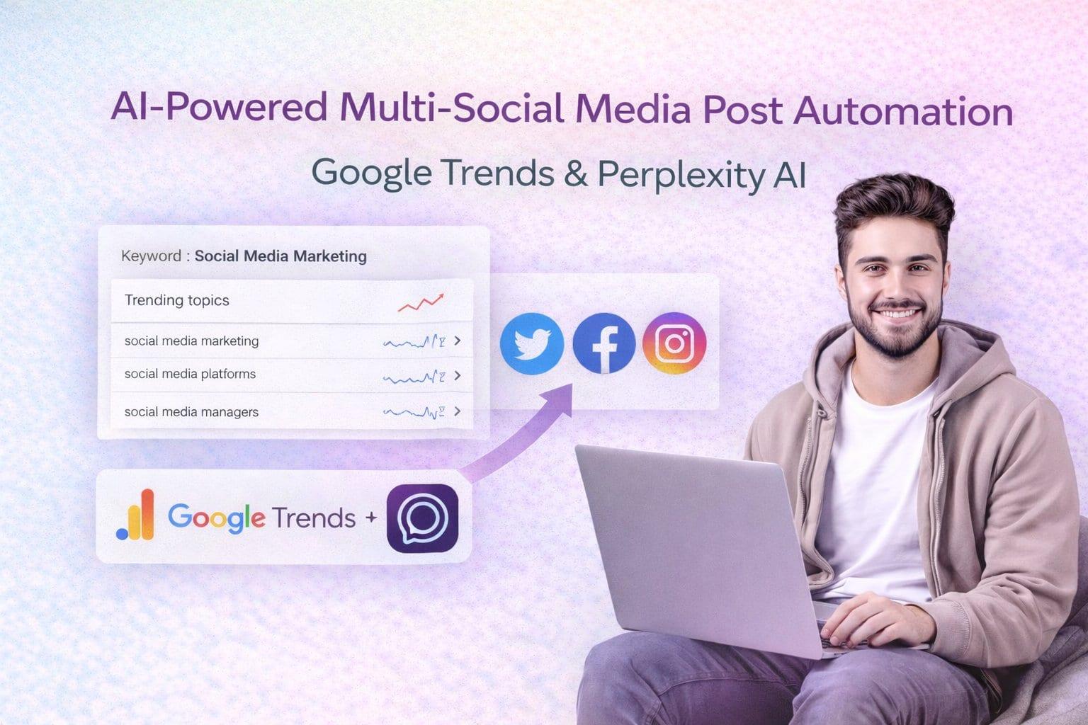 AI-powered multi-social media post automation: Google Trends & Perplexity AI